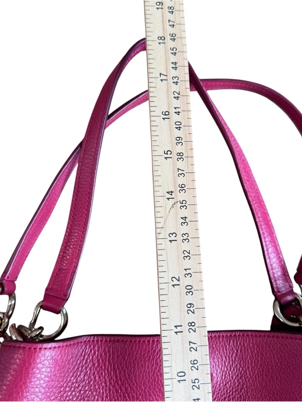 COACH F57545 Lexy Rasberry Red Pinkish Red Pebbled Leather Shoulder Bag